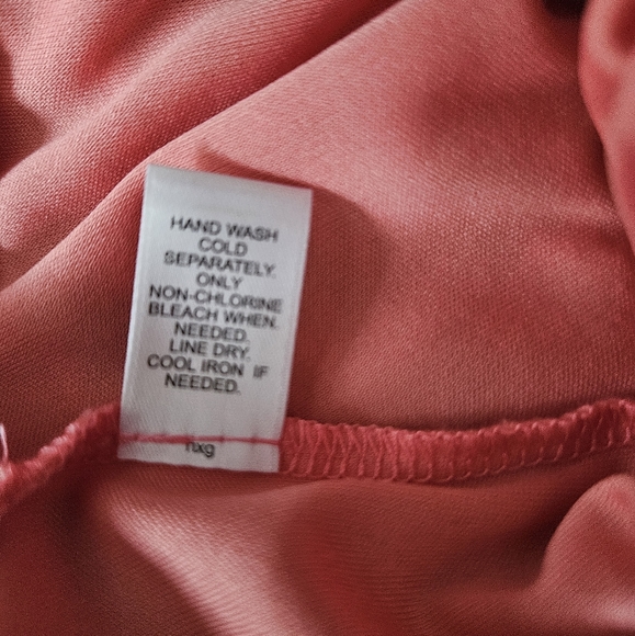 Cato Peach and Teal Boho Print Faux Wrap Style Dress with Deep V Neck - Picture 3 of 11